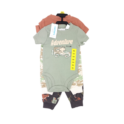 Carters Baby Boys Camo Safari 4-Piece Cotton Bodysuit & Pant Set