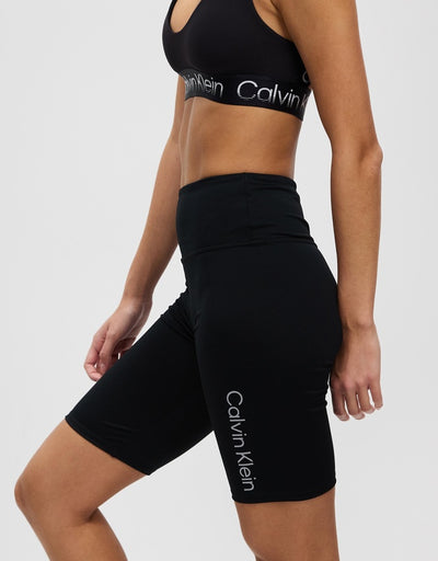 Calvin Klein Essentials Workout 9” Fitted High Rise Bike Shorts_Black/White Logo
