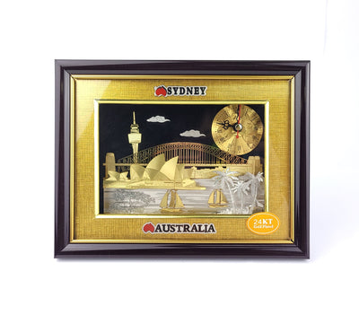 Movement Australia Souvenir Clock with 24KT Gold Plated