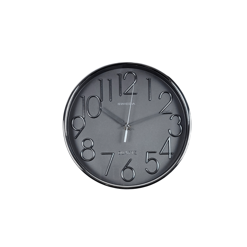24cm Modern Round Clock White/Silver/Black