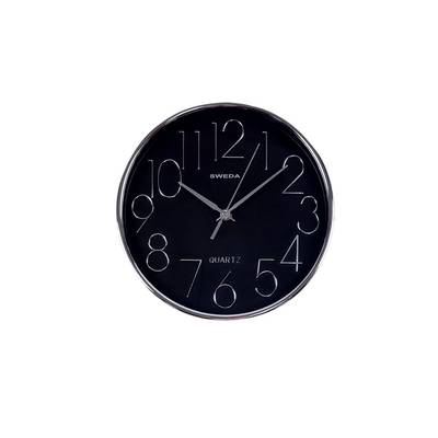 24cm Modern Round Clock White/Silver/Black
