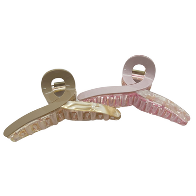Beige & Pink Marble Claw Clips