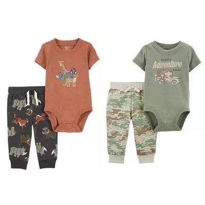 Carters Baby Boys Camo Safari 4-Piece Cotton Bodysuit & Pant Set