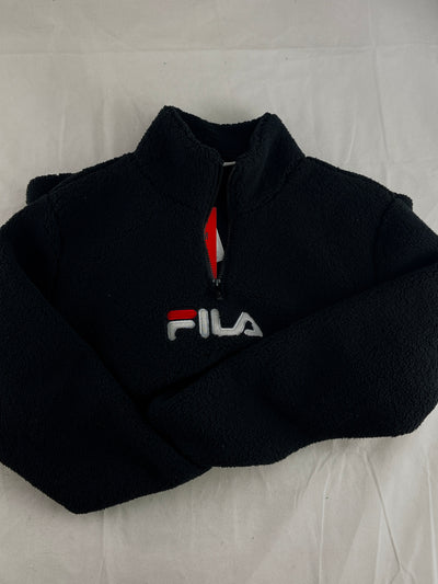 FILA FIONA TEEDY QTR ZIP, BLACK