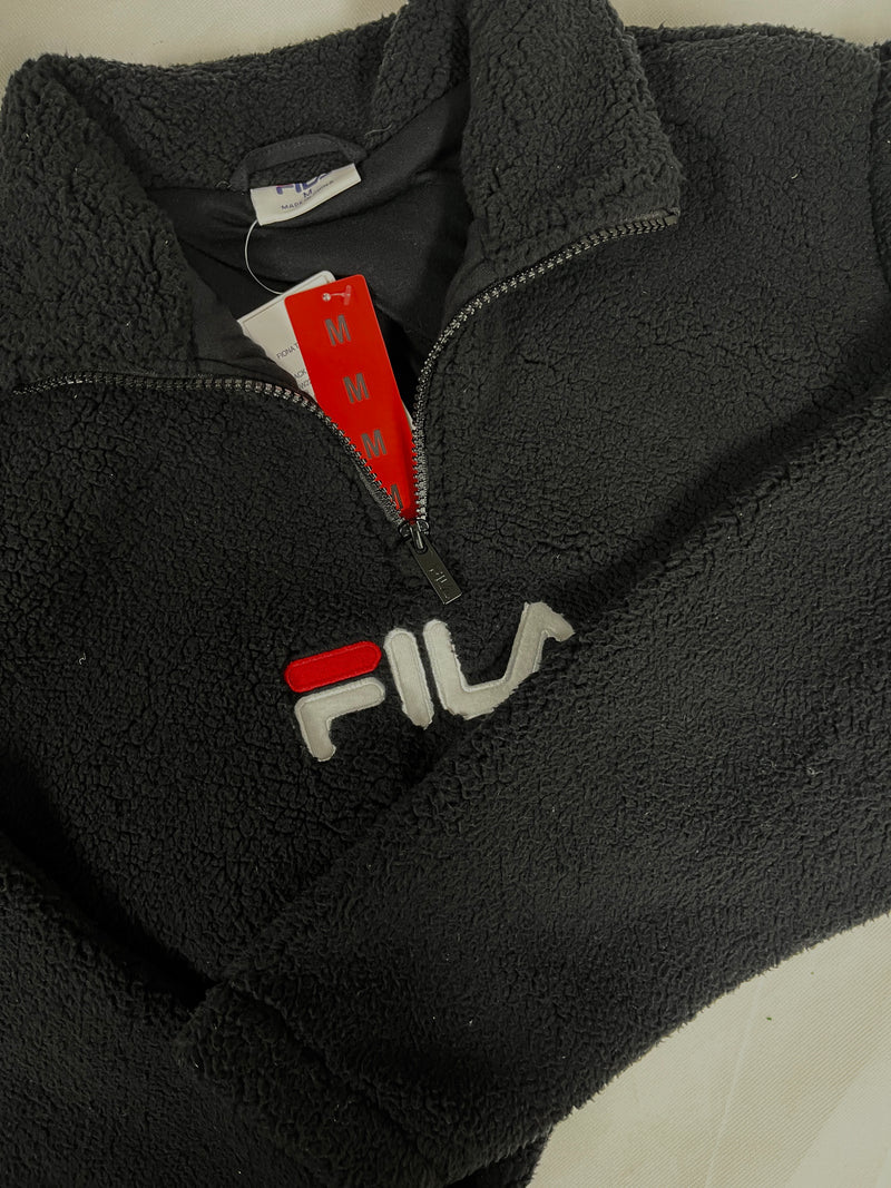 FILA FIONA TEEDY QTR ZIP, BLACK
