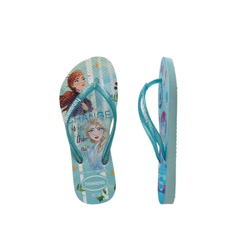 HAVAIANAS KIDS SLIM FROZEN  BRANCO/VERDE-GREEN (Without Box)