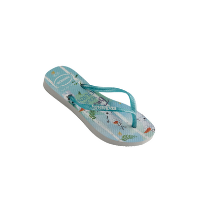 HAVAIANAS KIDS SLIM FROZEN  BRANCO/VERDE-GREEN (Without Box)