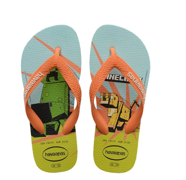 Havaianas Kids Top Minecraft -Branco/ Coral (With Box)