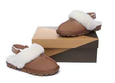AUSTRALIAN SHEPHERD® UGG Slippers Sheepskin Wool Removable Strap Slingback Suzie