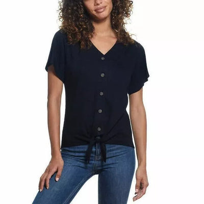 Weatherproof Vintage Ladies' Tie Front Top V-Neck 1497585