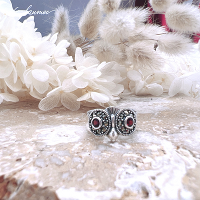 Owl Garnet Ring