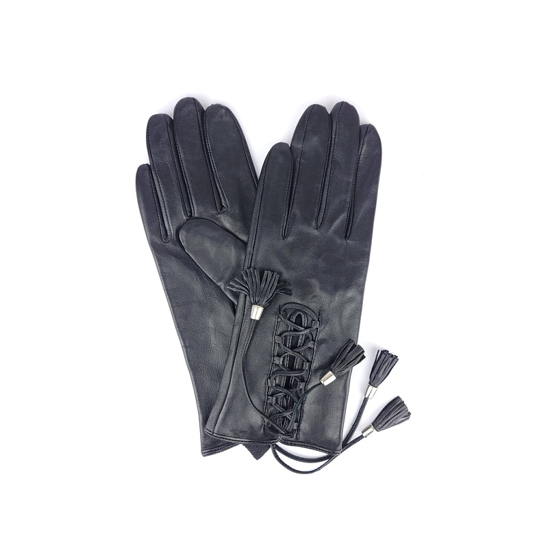 CONDURA LADIES LEATHER GlOVES WITH LACE DETAILING, SIZE 7.5