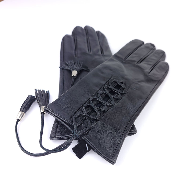 CONDURA LADIES LEATHER GlOVES WITH LACE DETAILING, SIZE 7.5