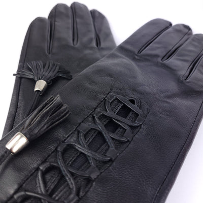 CONDURA LADIES LEATHER GlOVES WITH LACE DETAILING, SIZE 7.5