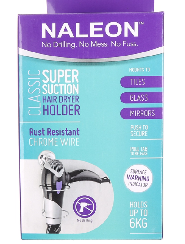 NALEON Classic Chrome Suction Hair Dryer Holder