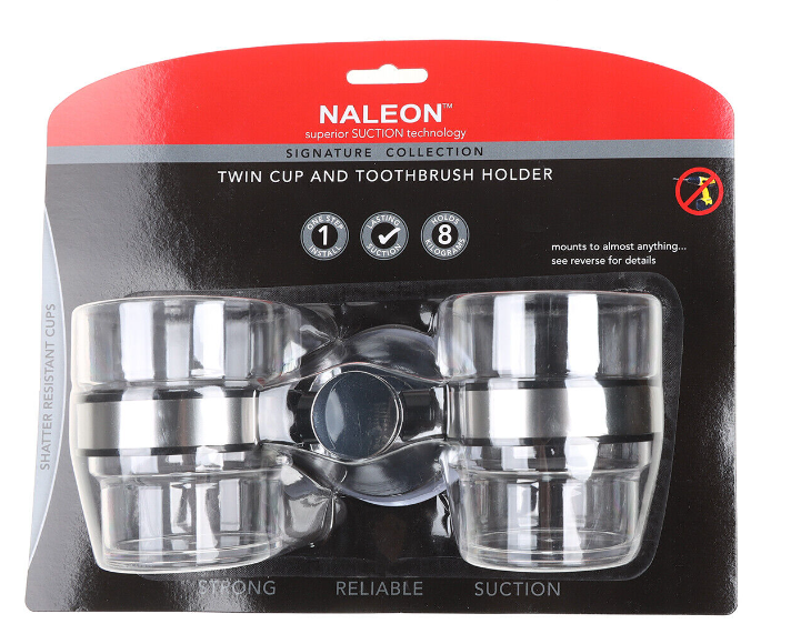 NALEON Signature Stainless Steel Twin Cup Toothbrush Holder
