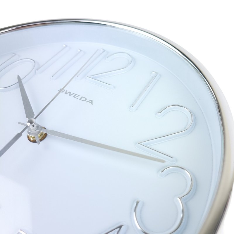 24cm Modern Round Clock White/Silver/Black