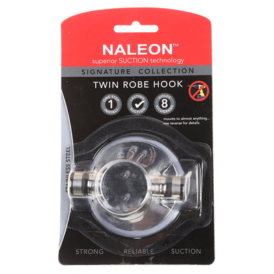 NALEON Signature Stainless Steel Suction Twin Robe Hook