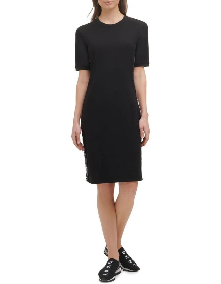 DKNY SPORT CREW NECK T-SHIRT DRESS BLACK