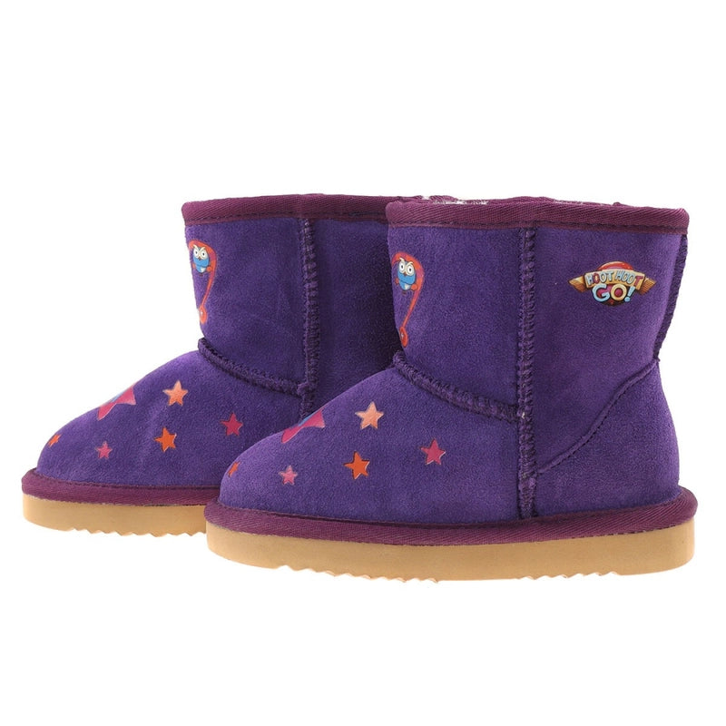TEAM KICKS Kids Ugg Boots, Hoot Hoot Go Purple