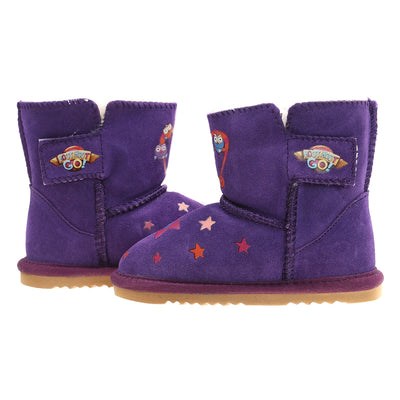 TEAM KICKS Kids Ugg Boots, Hoot Hoot Go Purple