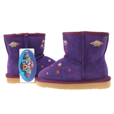 TEAM KICKS Kids Ugg Boots, Hoot Hoot Go Purple