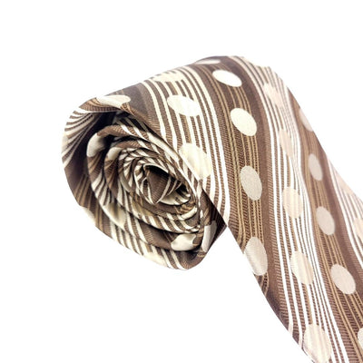 GUERRA MODA 100% SILK TIE BROWN DOTS