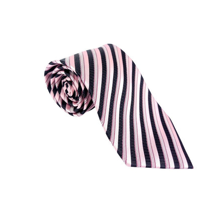 GUERRA MODA 100% SILK TIE BLACK PINK STRIPE