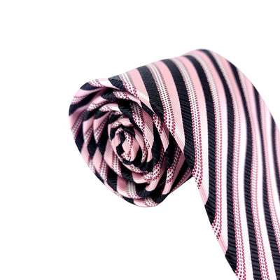 GUERRA MODA 100% SILK TIE BLACK PINK STRIPE