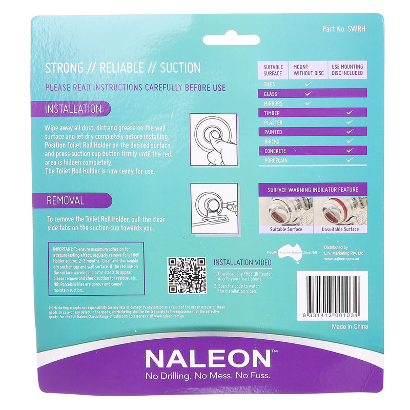 NALEON Classic Chrome Suction Toilet Roll Holder