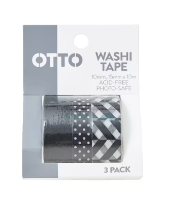 Otto Washi Tape Black and White 3 Pack