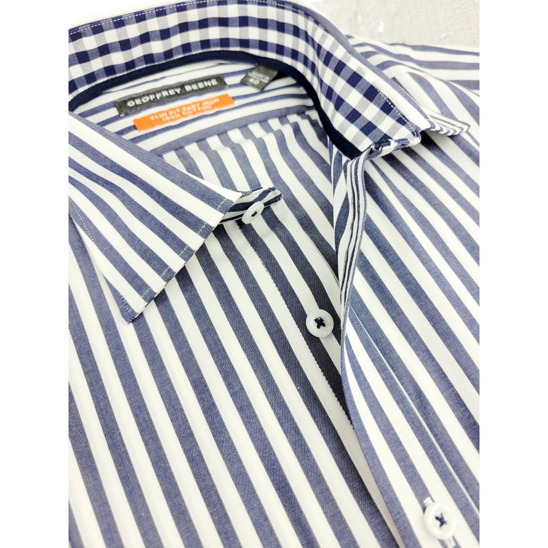 GEOFFREY BEENE SLIM CASUAL STRIPE SHIRT – SHOPSINJOY